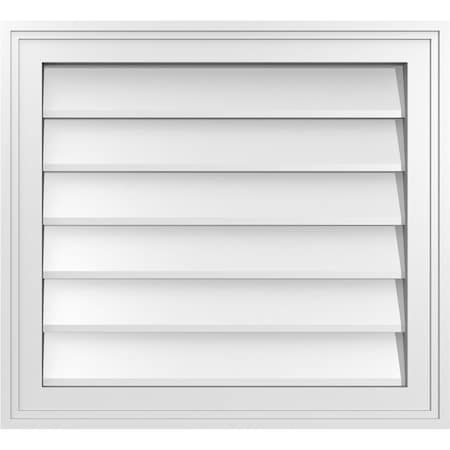 Ekena Millwork Vertical Surface Mount PVC Gable Vnt: Non-Functional, w/2"W x 1-1/2"H, Brickmould Frame, 22"W x 20"H GVPVE22X2002SN